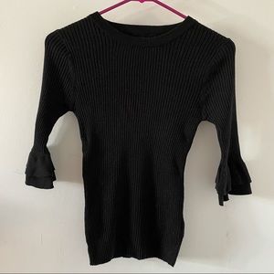 Aeropostale 3/4 Ruffle Sleeve Black Sweater